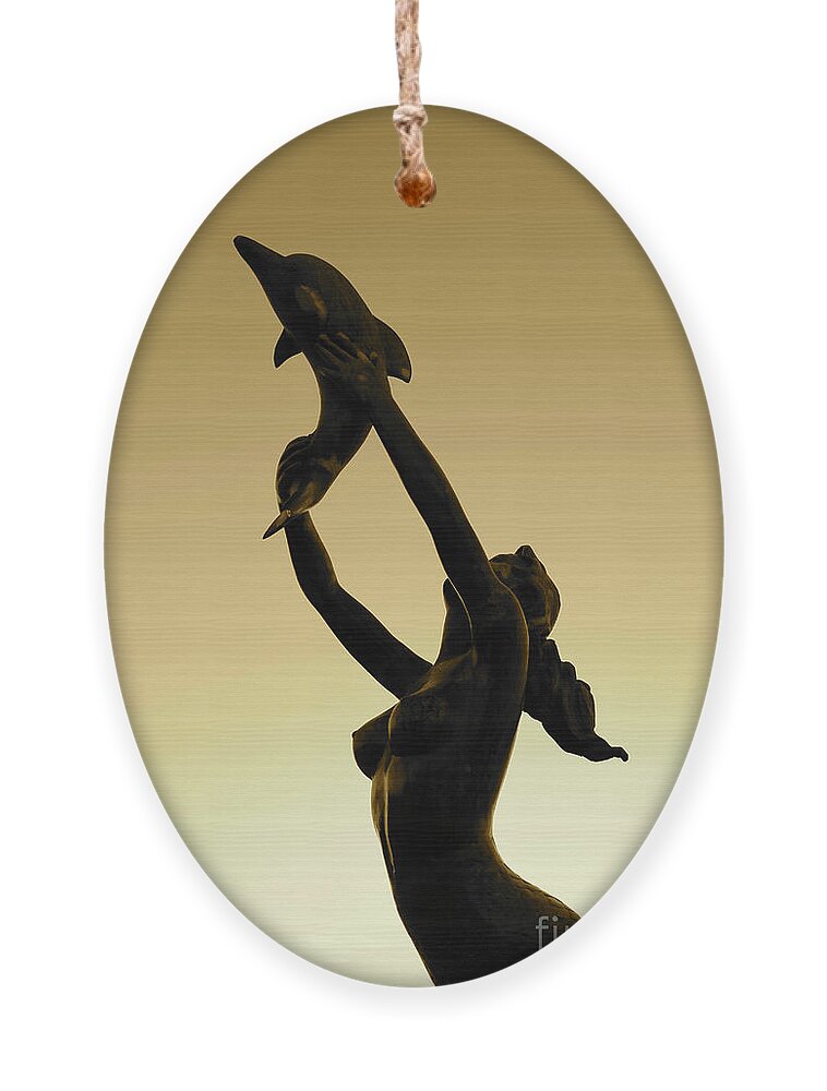 La Paz Ornament featuring the photograph Bronze Mermaid by Becqi Sherman