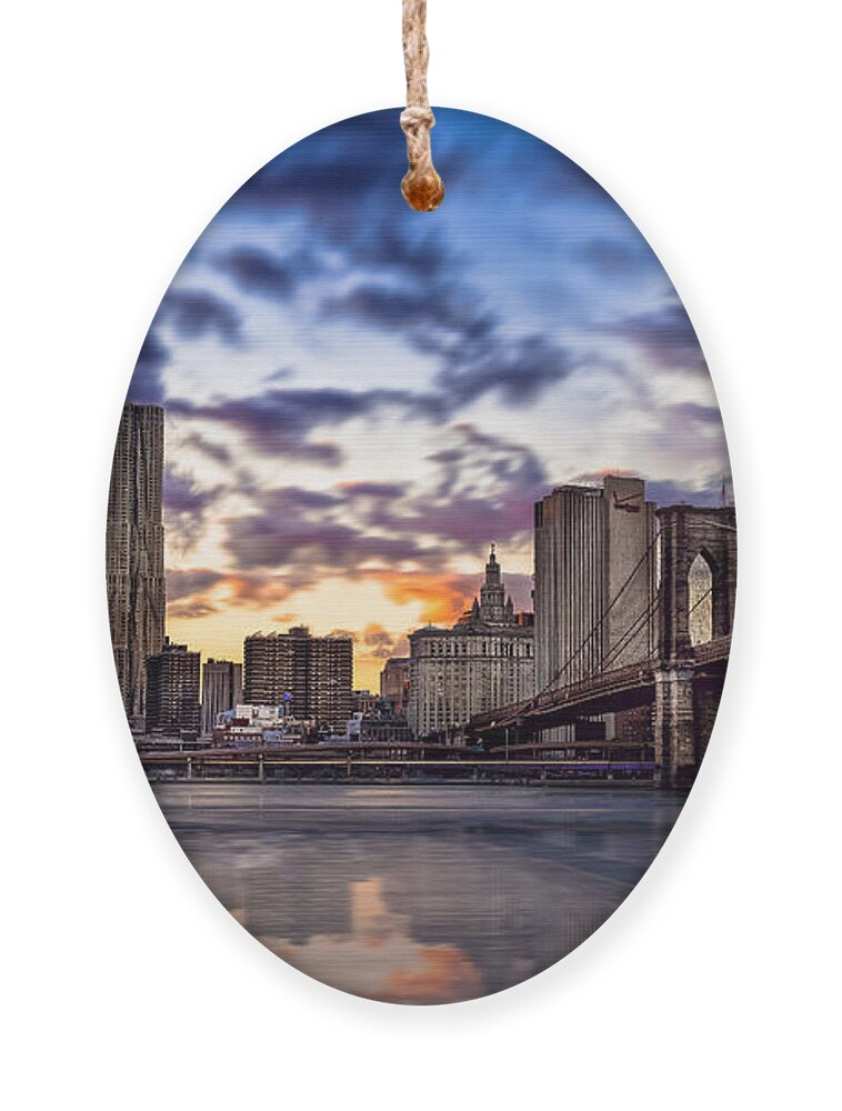 Brooklyn Bridge Ornament featuring the photograph Brooklyn Bridge Manhattan Sunset by Alissa Beth Photography