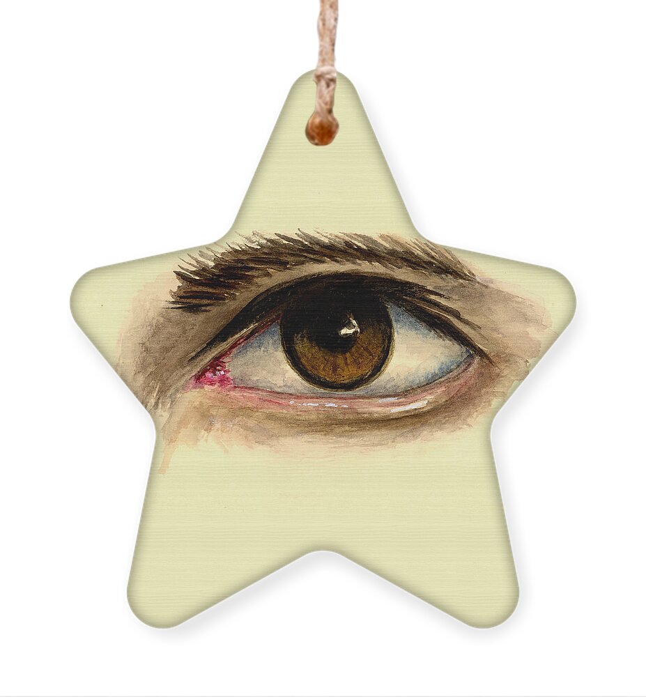 Eye Ornament featuring the painting Brown Eye by Michael Vigliotti