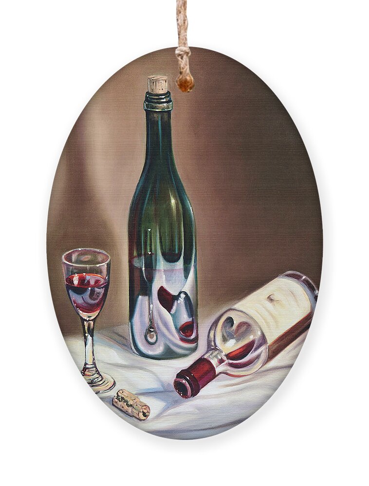 Wine Ornament featuring the painting Burgundy Still by Ricardo Chavez-Mendez