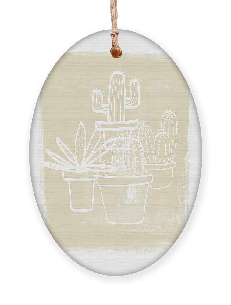 Cactus Ornament featuring the painting Cactus In Pots- Art by Linda Woods by Linda Woods