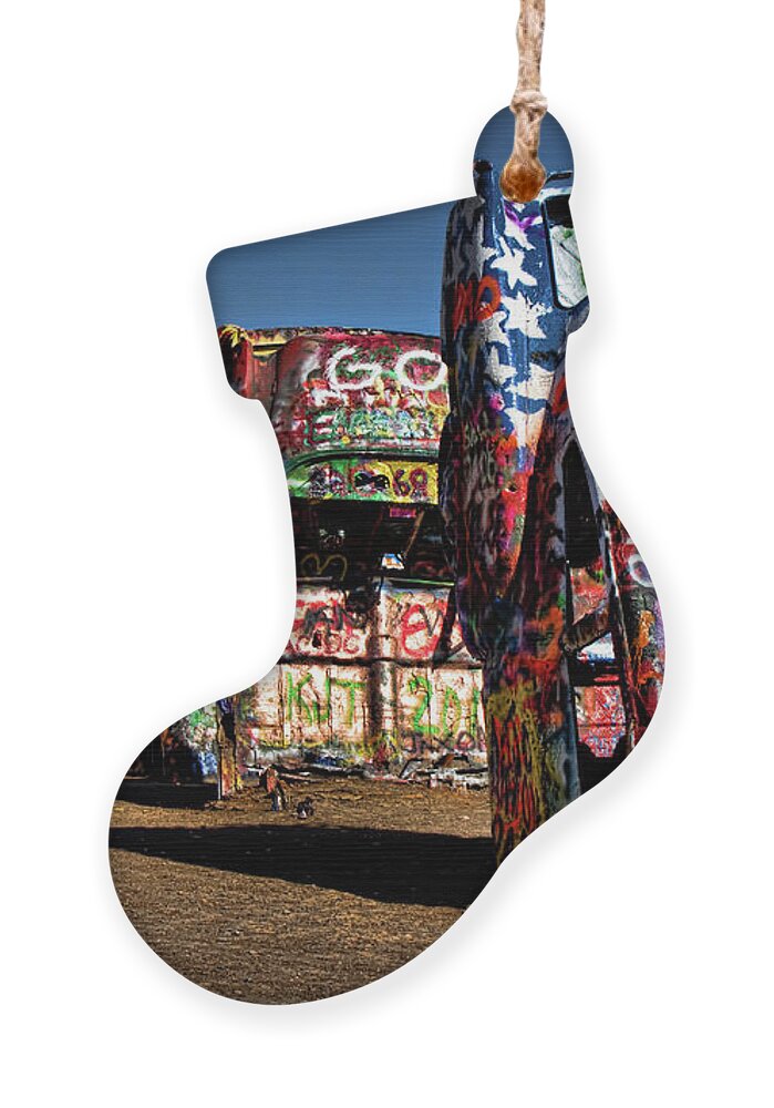 Amarillo Ornament featuring the photograph Cadillac Ranch by Lana Trussell
