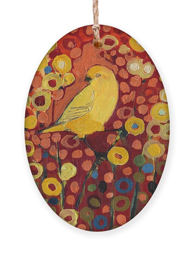 Canary Ornament featuring the painting Canary in Red by Jennifer Lommers
