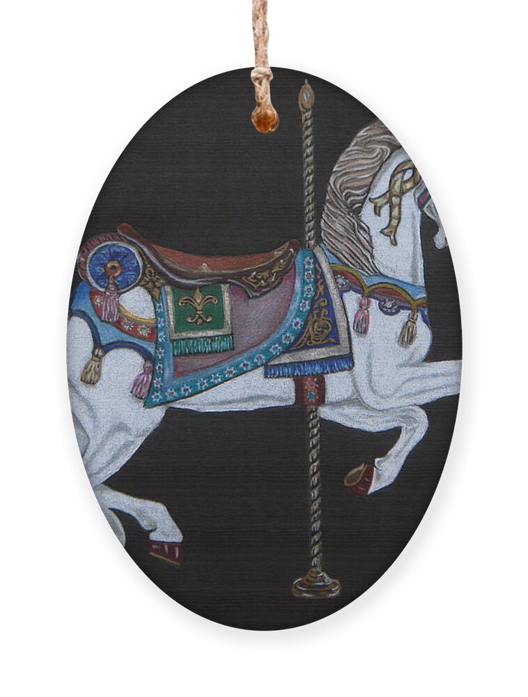 Carousel Horse Ornament featuring the drawing Carousel Horse by Yvonne Johnstone
