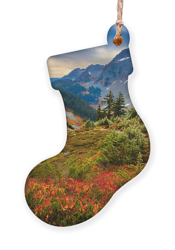 America Ornament featuring the photograph Cascade Pass Fall by Inge Johnsson