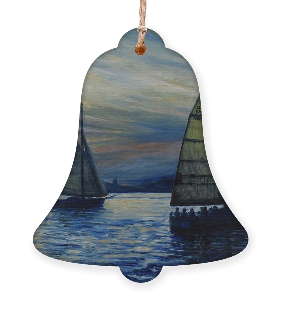 Maine Ornament featuring the painting Casco Bay Sunset by Eileen Patten Oliver