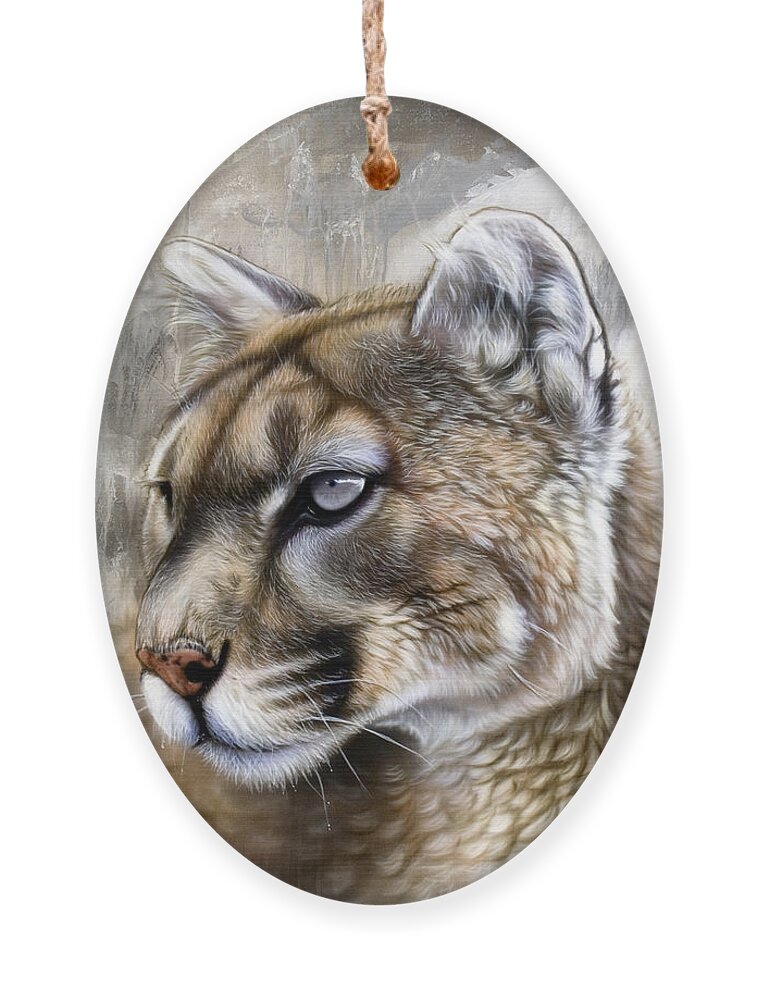 Acrylic Ornament featuring the painting Catamount by Sandi Baker
