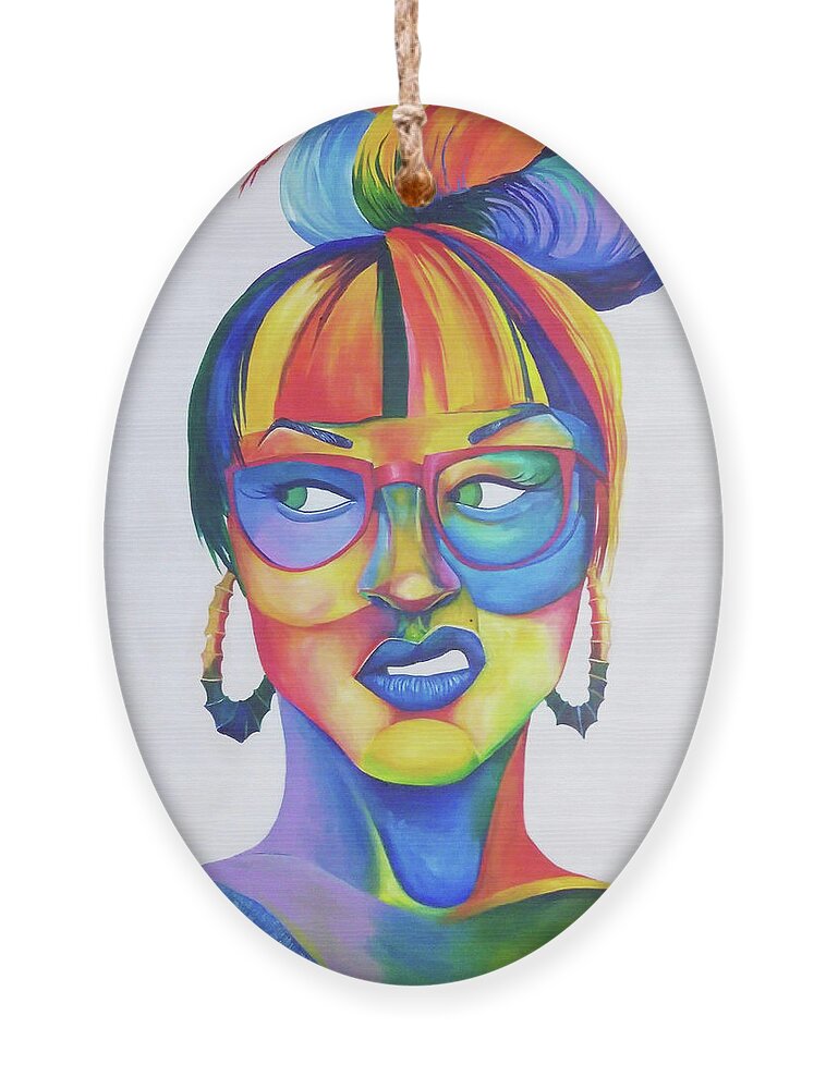 My Mood Ornament featuring the painting Cause I'm DOPE by Femme Blaicasso