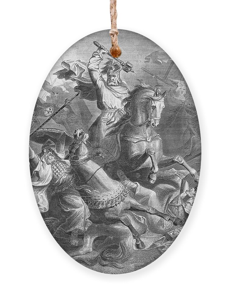 History Ornament featuring the photograph Charles Martel, Battle Of Tours, 732 by Photo Researchers