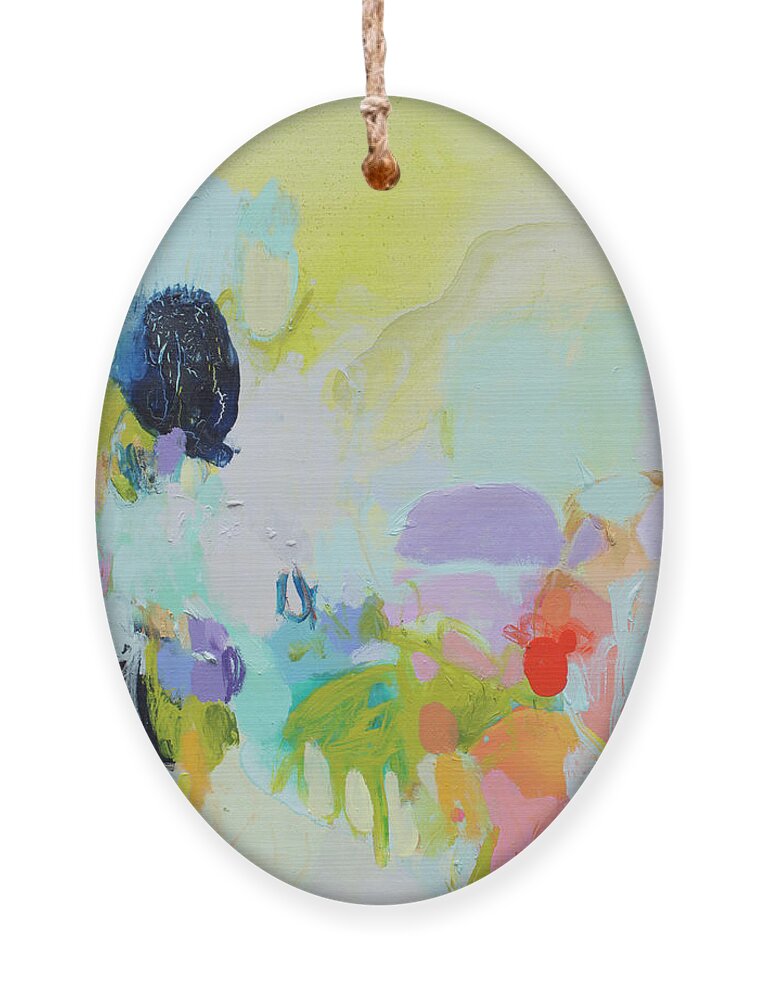 Abstract Ornament featuring the painting Chartreuse Stop by Claire Desjardins