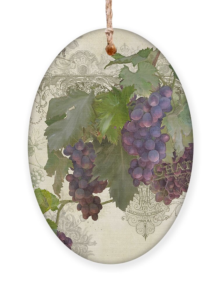 Pinot Noir Ornament featuring the tapestry - textile Chateau Pinot Noir Vineyards - Vintage Style by Audrey Jeanne Roberts
