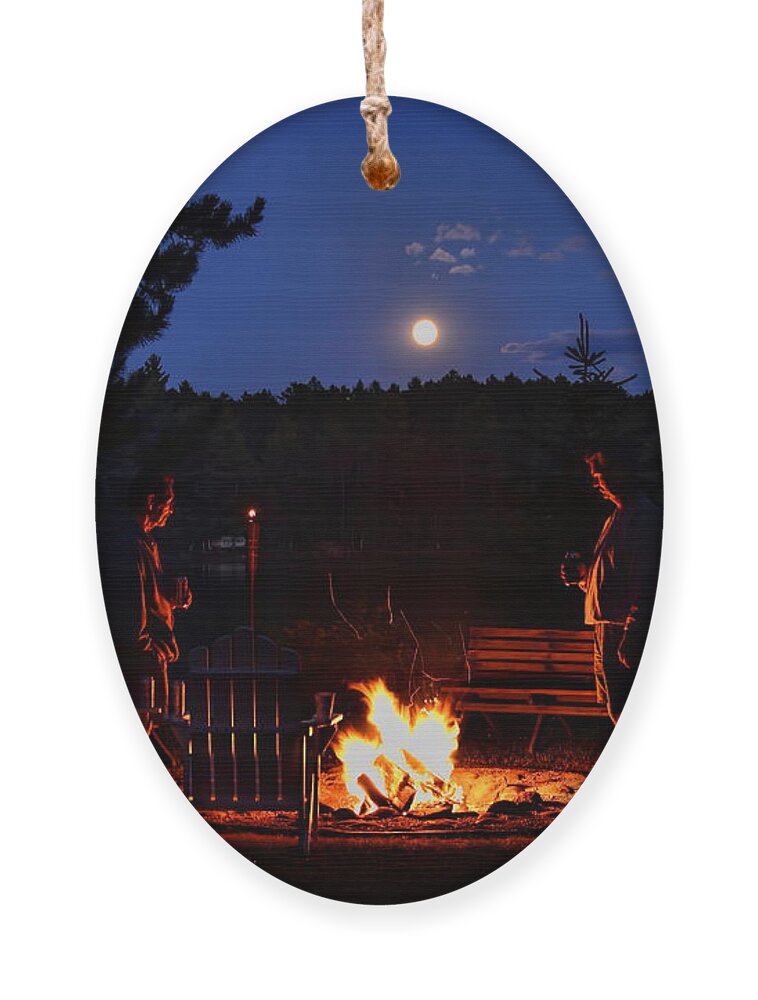 Buck Lake Ornament featuring the photograph Chatting By the Campfire Under the Full Moon by Dale Kauzlaric