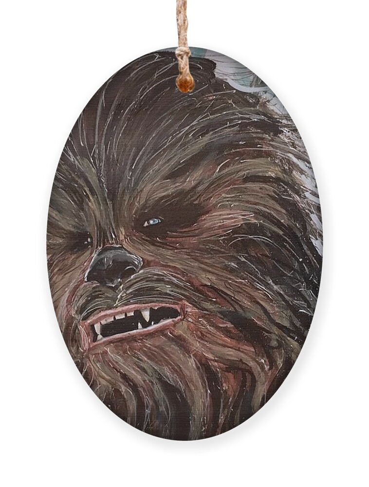 Chewbacca Ornament featuring the painting Chewbacca by Joel Tesch