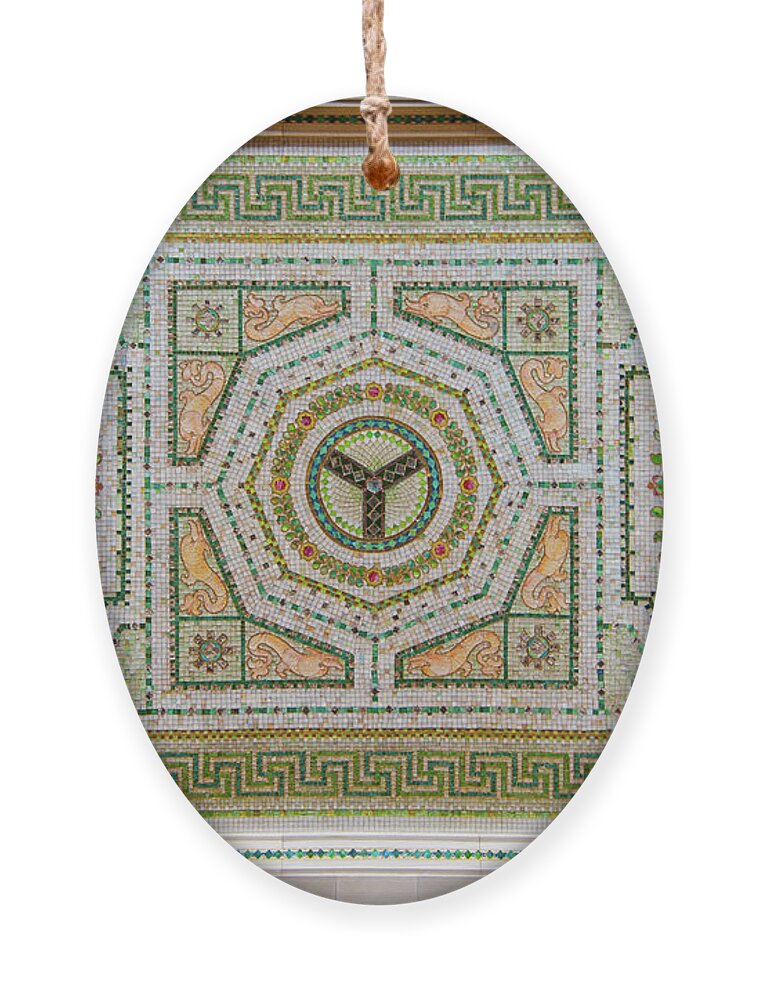 Art Ornament featuring the photograph Chicago Cultural Center Ceiling with Y Symbol by David Levin