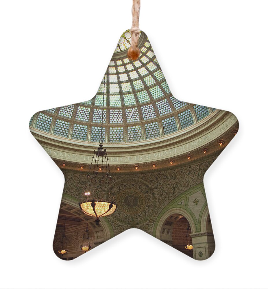 Art Ornament featuring the photograph Chicago Cultural Center Dome by David Levin