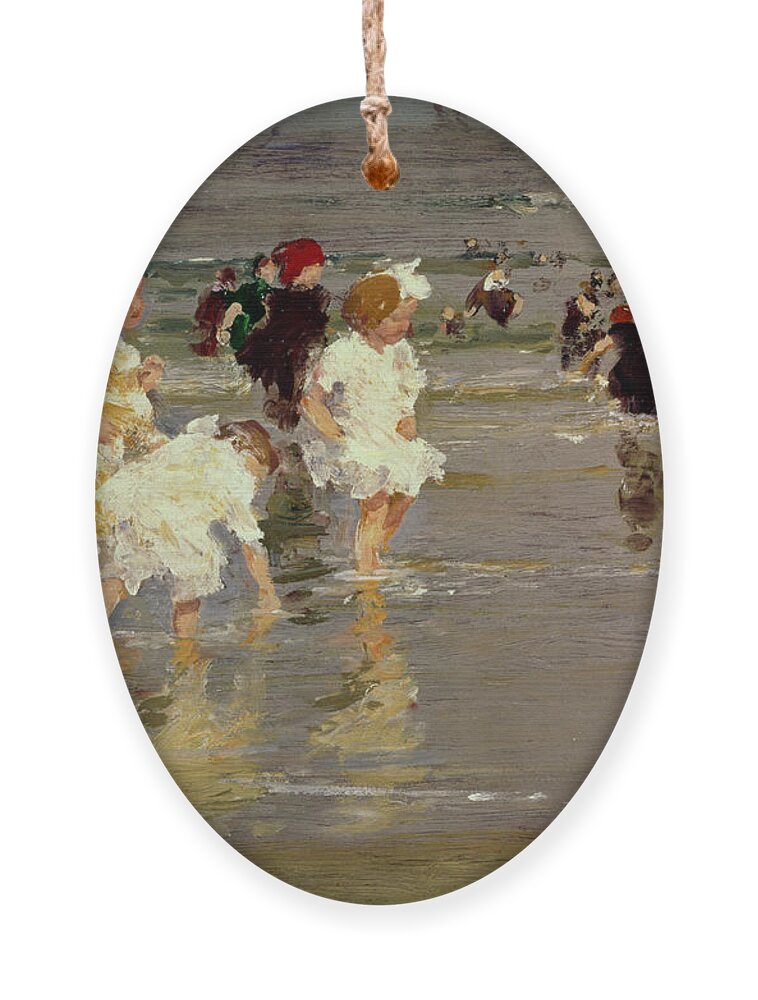 Water Ornament featuring the painting Children on the Beach by Edward Henry Potthast