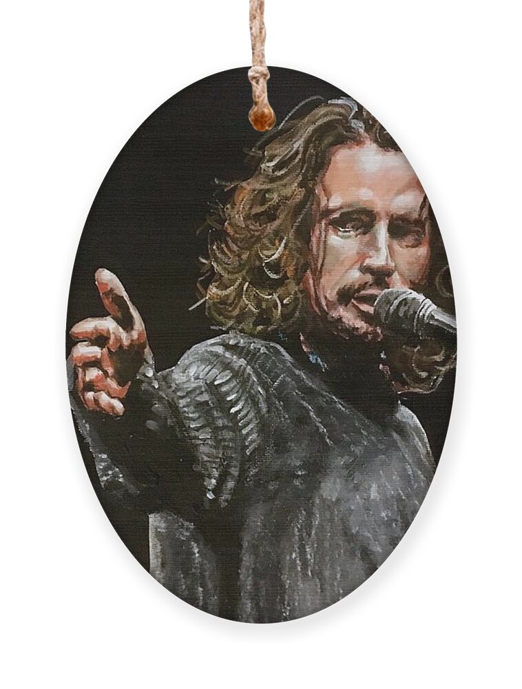 Chris Cornell Ornament featuring the painting Chris Cornell by Joel Tesch