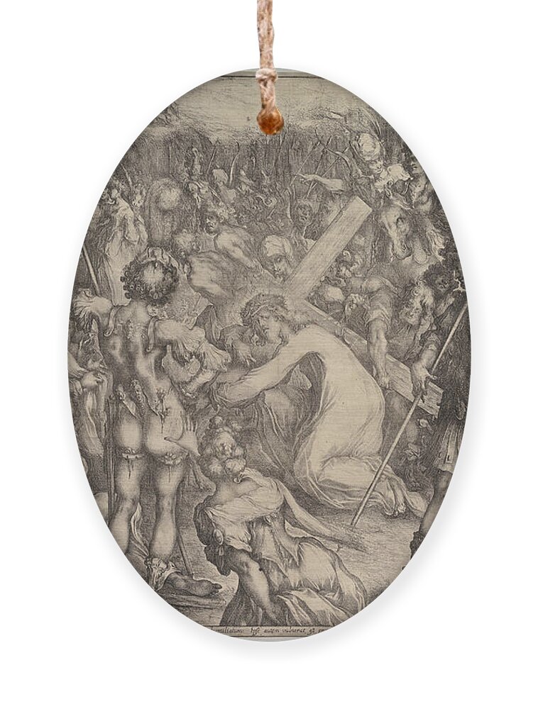 Jacques Bellange Ornament featuring the drawing Christ Carrying the Cross by Jacques Bellange