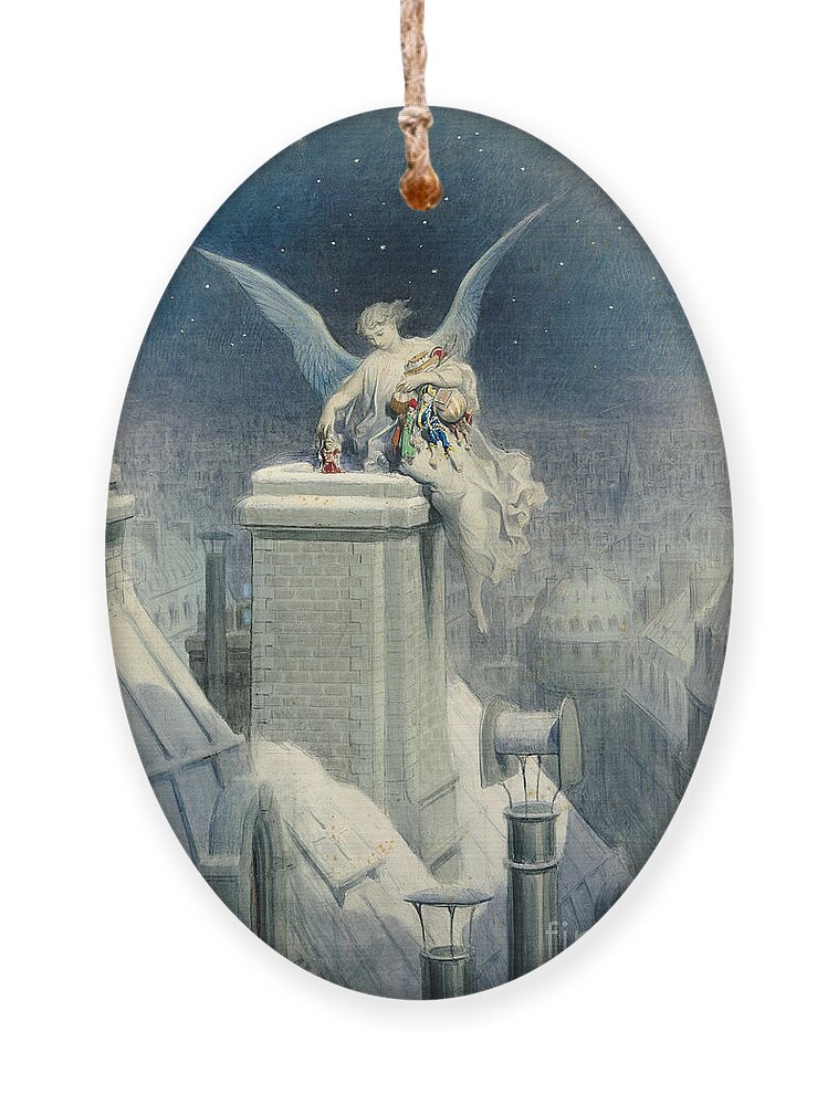 Christmas Ornament featuring the painting Christmas Eve by Gustave Dore