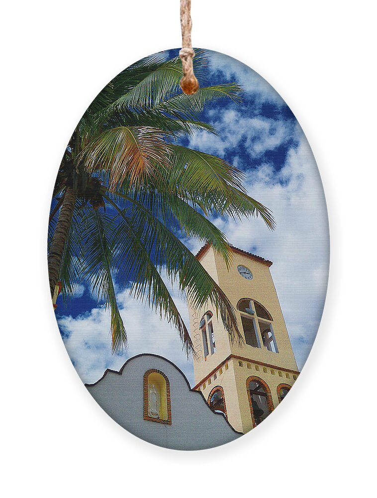 Church Steeple Ornament featuring the digital art Church Tower In Puerta Vallarta by Pamela Smale Williams