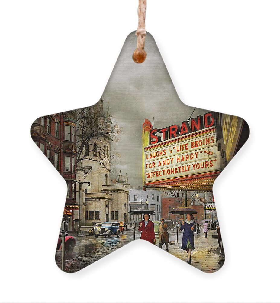 Amsterdam Ny Ornament featuring the photograph City - Amsterdam NY - Life begins 1941 by Mike Savad