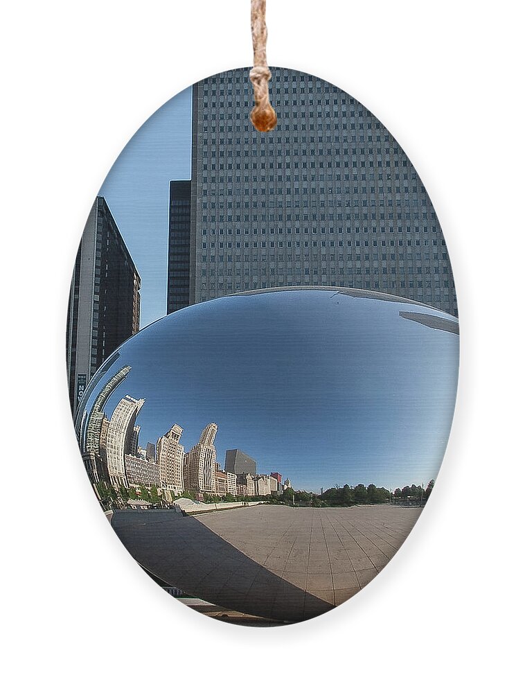 Bean Ornament featuring the photograph Cloudgate Reflects by David Levin