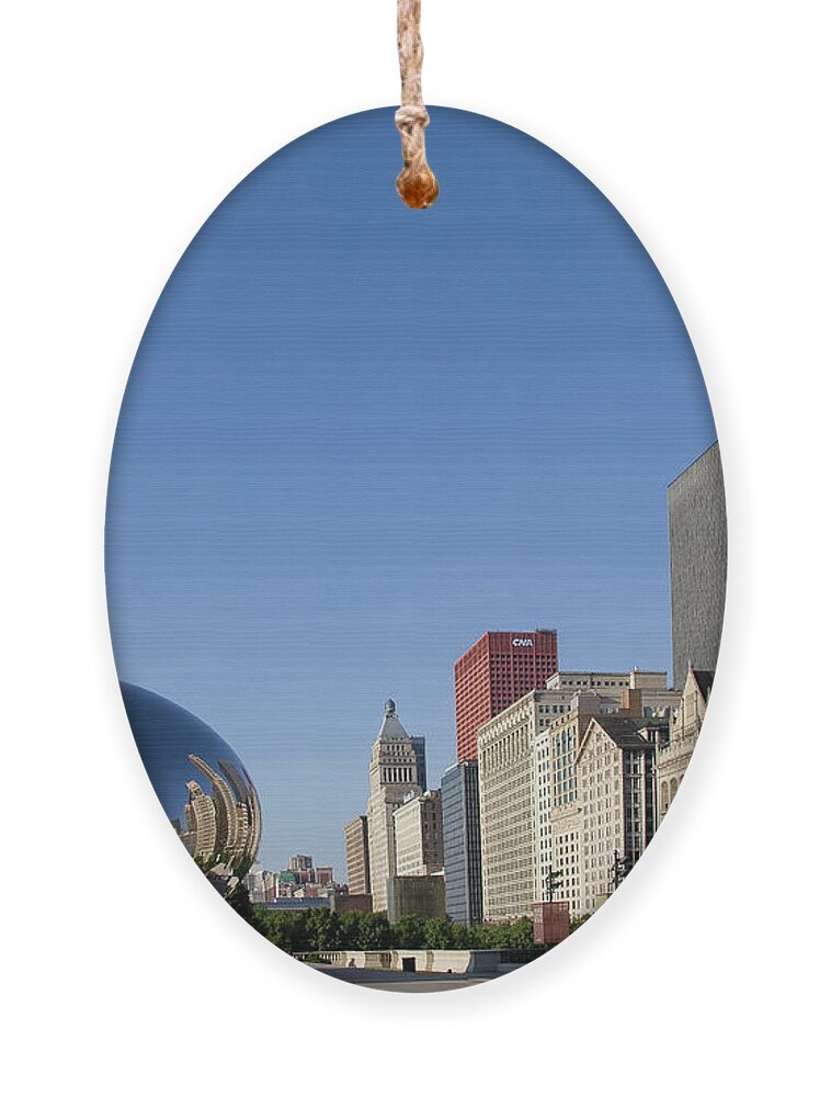 Bean Ornament featuring the photograph Cloudgate Reflects Michigan Avenue by David Levin