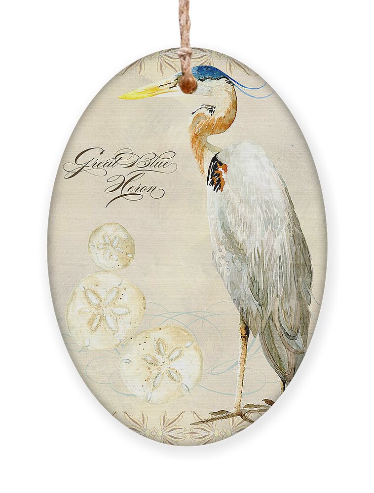 Watercolor Ornament featuring the painting Coastal Waterways - Great Blue Heron by Audrey Jeanne Roberts