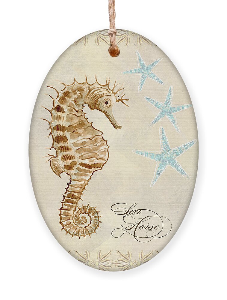 Watercolor Ornament featuring the painting Coastal Waterways - Seahorse Dance by Audrey Jeanne Roberts
