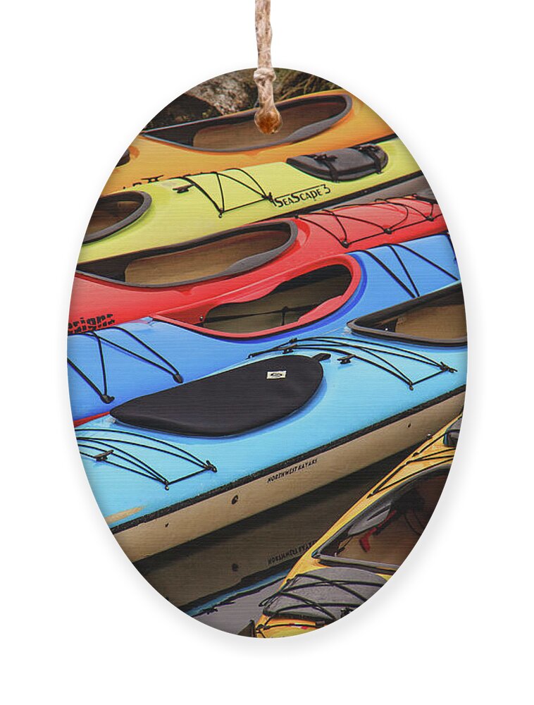 Alaska Ornament featuring the photograph Colorful Alaska Kayaks by Joni Eskridge