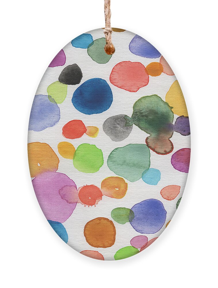 Abstract Watercolor Art Ornament featuring the painting Colorful Bubbles by Linda Woods