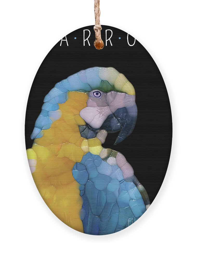 Parrot Ornament featuring the digital art Colorful Glass Parrot by Phil Perkins
