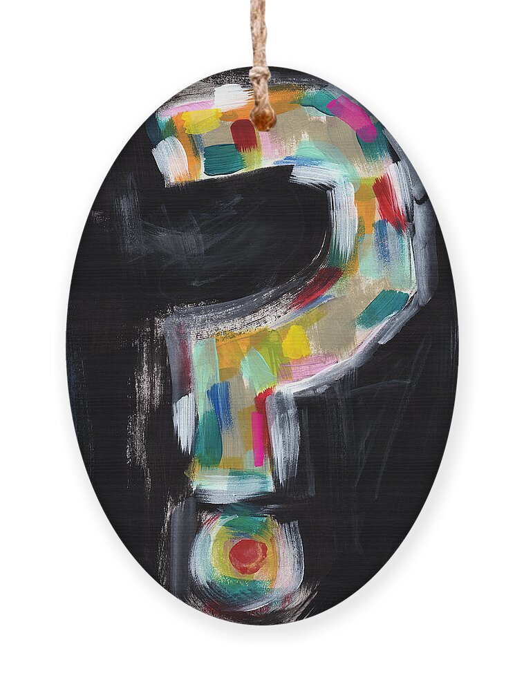 Question Mark Ornament featuring the painting Colorful Questions- Abstract Painting by Linda Woods