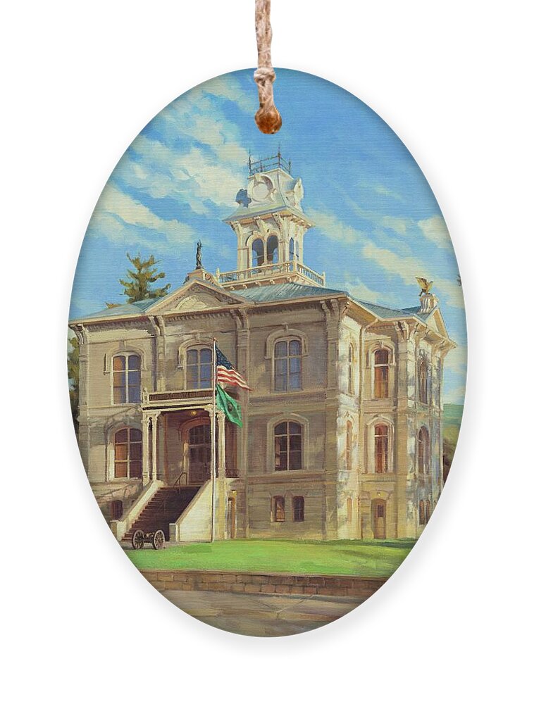 Courthouse Ornament featuring the painting Columbia County Courthouse by Steve Henderson