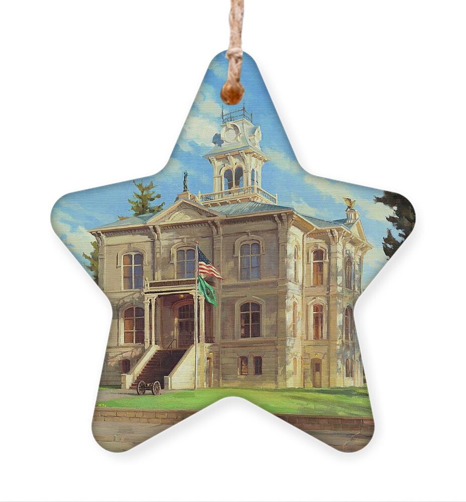 Courthouse Ornament featuring the painting Columbia County Courthouse by Steve Henderson