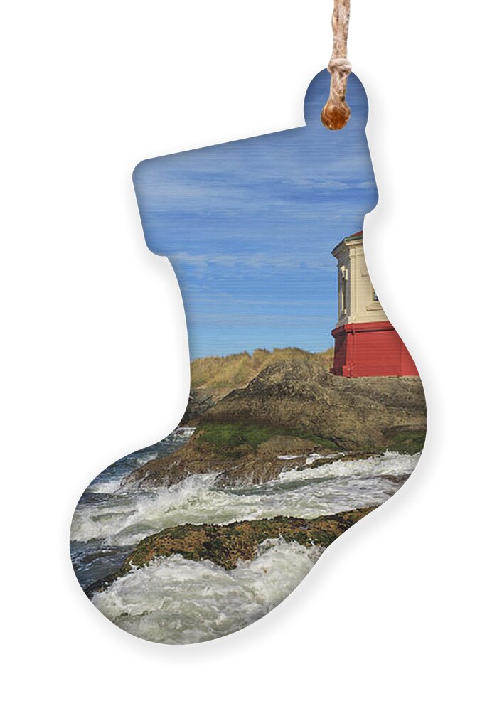 Coquille River Ornament featuring the photograph Coquille River Lighthouse At Bandon by James Eddy