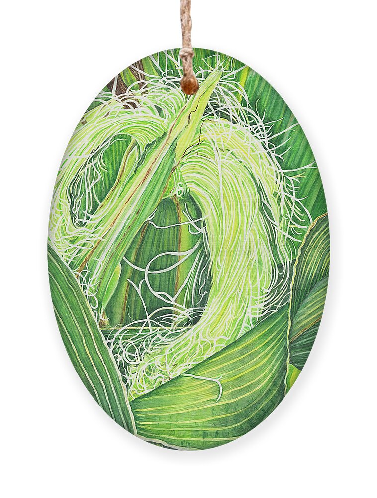 Corn Ornament featuring the painting Corn Silk by Lori Taylor