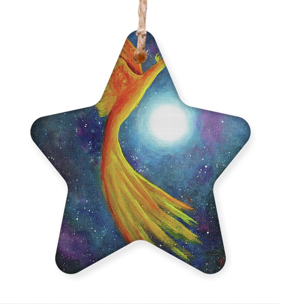 Zenbreeze Ornament featuring the painting Cosmic Phoenix Rising by Laura Iverson