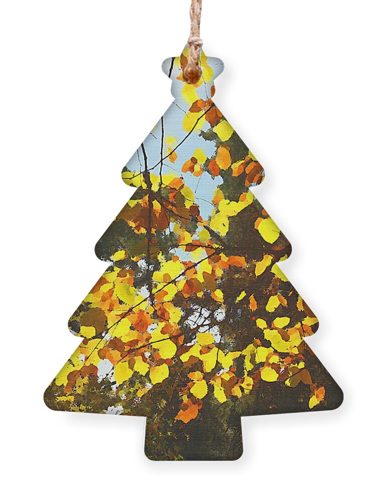 Abstract Ornament featuring the mixed media Cottonwood Abstract by Shelli Fitzpatrick