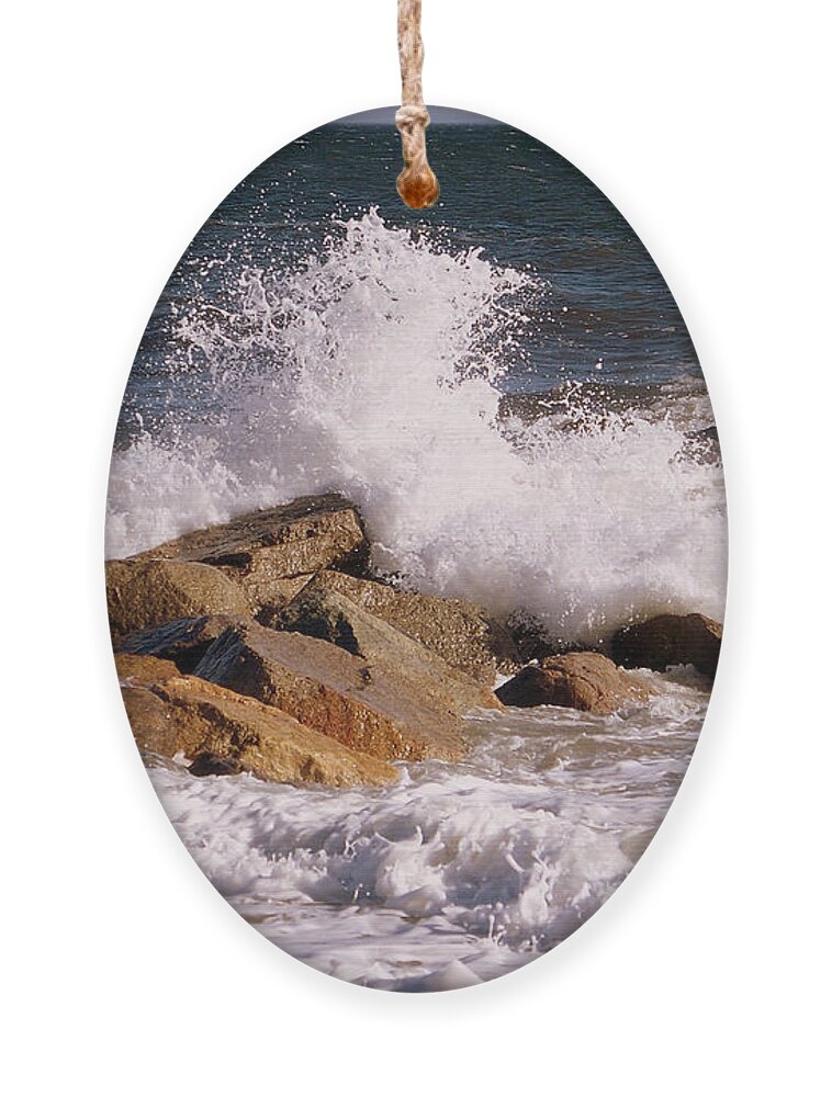 Seascape Ornament featuring the photograph Crashing Surf by Eunice Miller