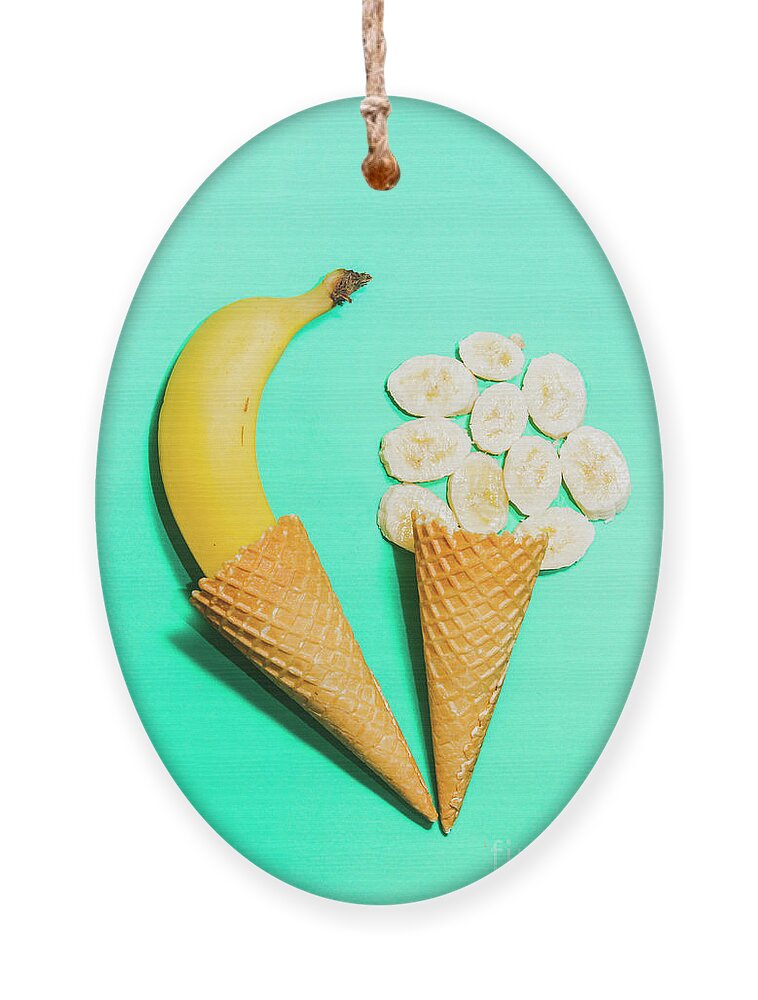 Creative Ornament featuring the photograph Creative banana ice-cream still life art by Jorgo Photography