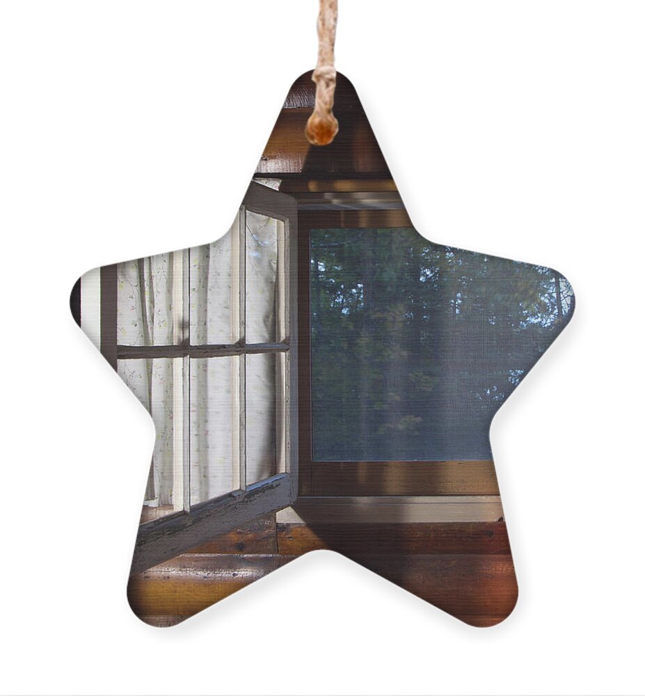 Crooked Lake Cabins And Resort Ornament featuring the photograph Crooked Lake by Cynthia Dickinson