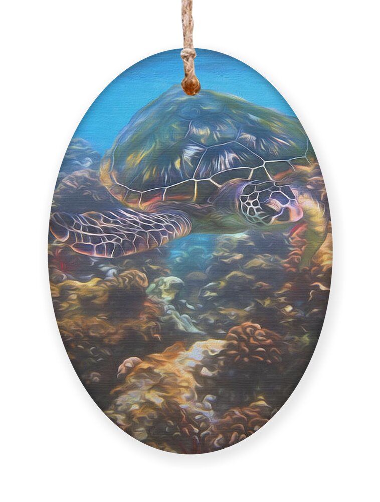 Sea Turtle Ornament featuring the photograph Cruising the Reef by Susan Rissi Tregoning