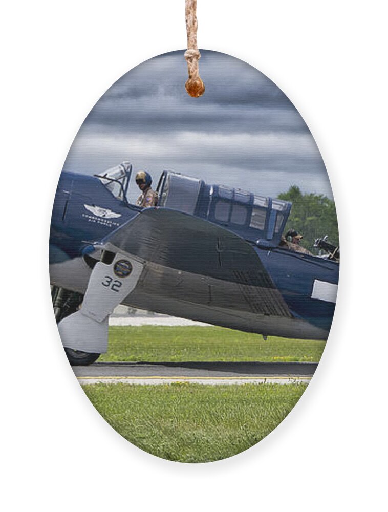Airport Ornament featuring the photograph Curtiss Helldiver in Color by Steven Ralser