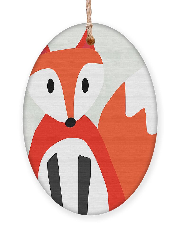 Fox Ornament featuring the mixed media Cute Red And White Fox- Art by Linda Woods by Linda Woods