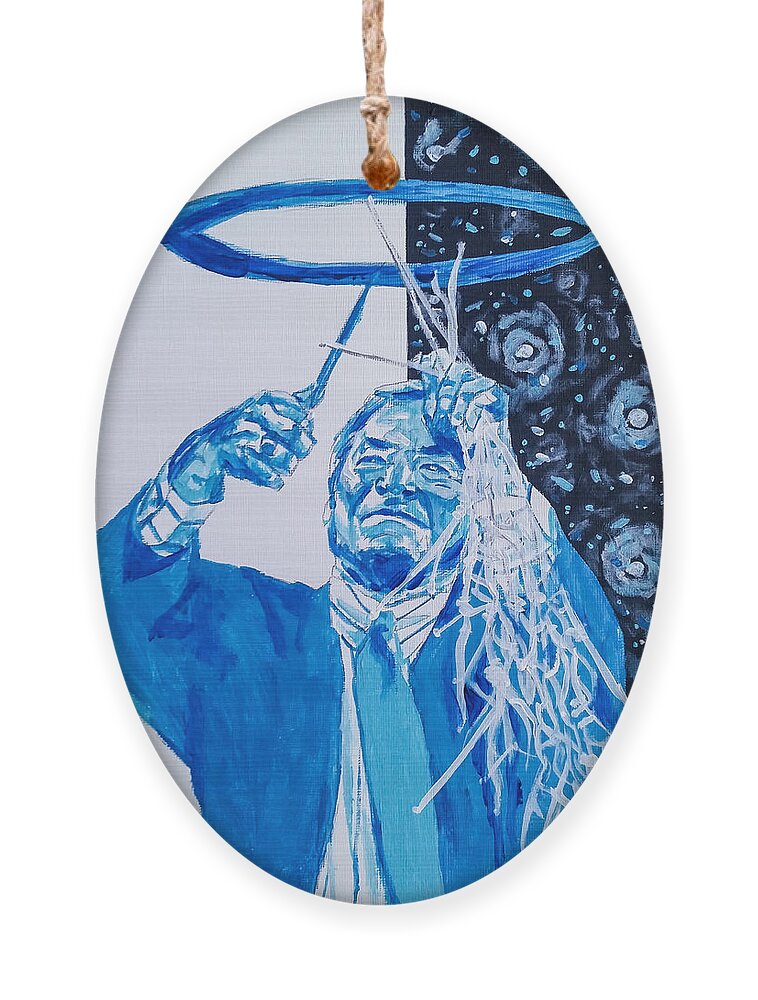 Dean Smith Ornament featuring the painting Cutting Down The Net - Dean Smith by Joel Tesch