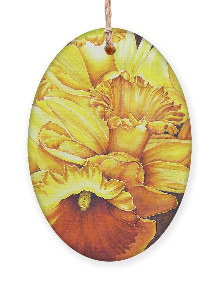 Floral Ornament featuring the painting Daffodil Drama by Lori Taylor