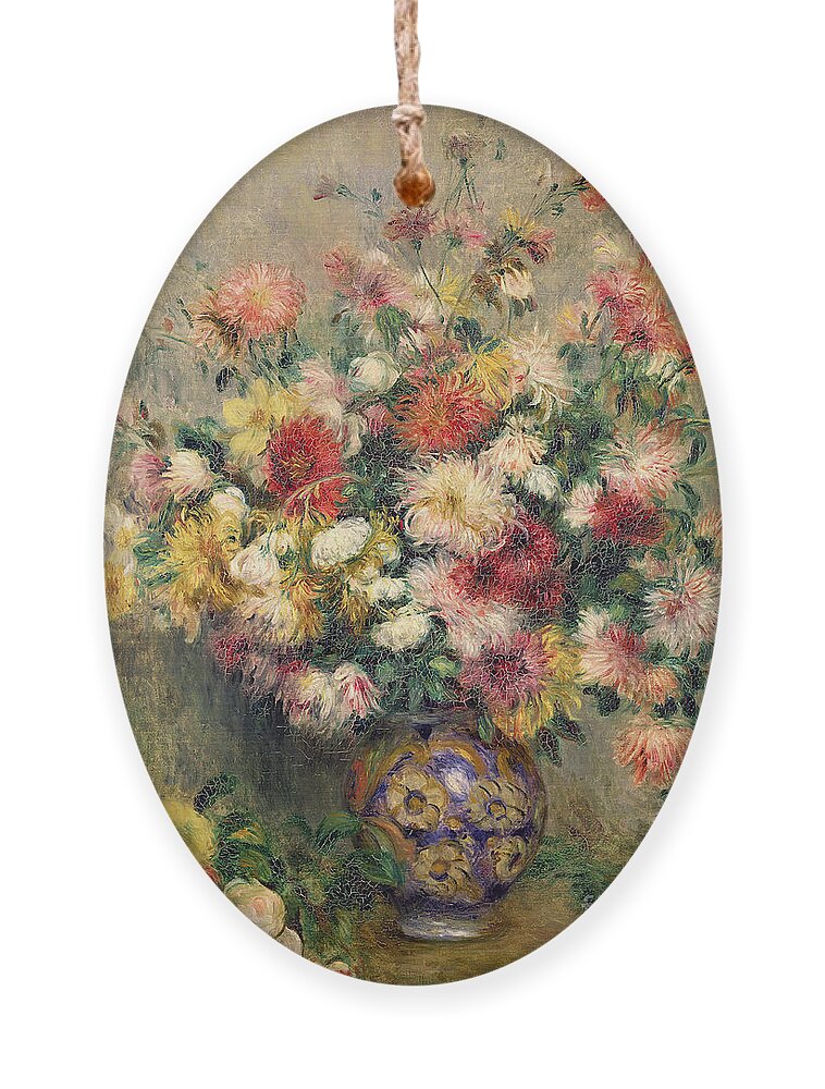Dahlias Ornament featuring the painting Dahlias by Renoir by Pierre Auguste Renoir