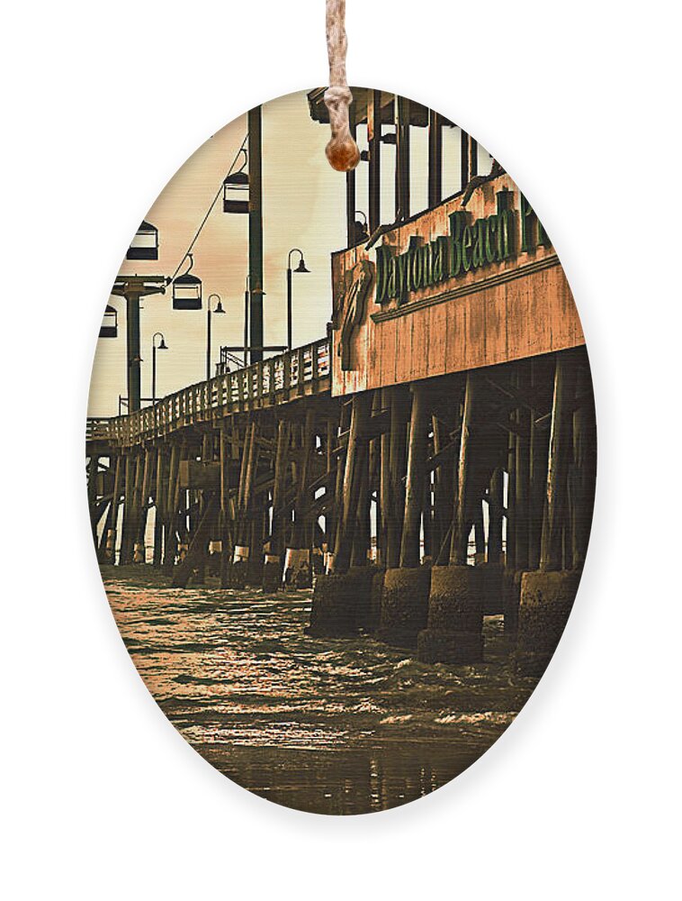 Daytona Beach Pier Ornament featuring the photograph Daytona Beach Pier by Carolyn Marshall