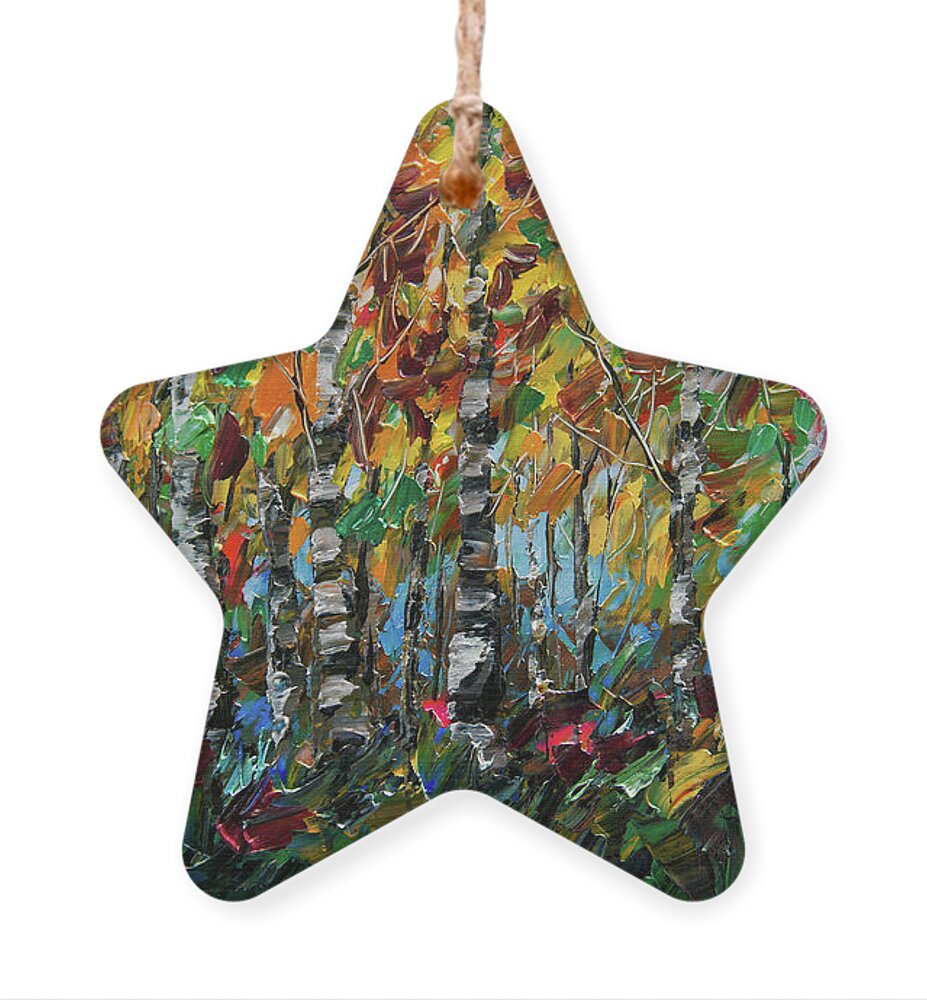  Ornament featuring the painting Deep in the Woods by Lena Owens - OLena Art Vibrant Palette Knife and Graphic Design
